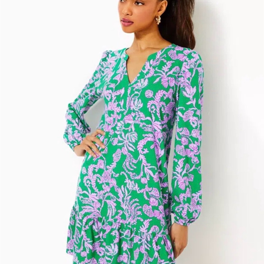 Lilly Pulitzer Alyssa Vibrant Green and Lavender Dress